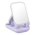 BASEUS Seashell Series Folding Phone Stand with Mirror, Adjustable Cell Phone Holder - Purple