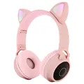 Sklopive Bluetooth Slušalice za Decu sa Mačjim Ušima (Bulk Zadovoljavajuće Stanje) - Ružičaste
