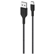 Puro Fabric Ultra-Strong USB-A / USB-C kabl - 1.2m, 30W - crni
