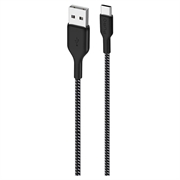 Puro Fabric Ultra-Strong USB-A / USB-C kabl - 2m, 30W - Crni