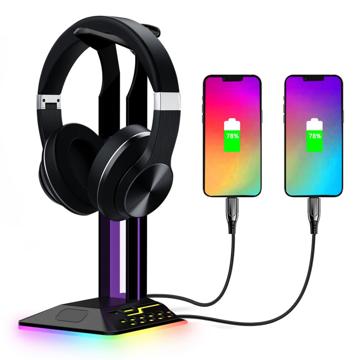 2-u-1 Postolje za Slušalice / USB Hub sa RGB RGBD8 - Crno
