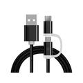 Reekin 2-in-1 Braided Cable - MicroUSB & USB-C - 1m - Black