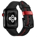 Apple Watch Series Ultra 2/Ultra/9/8/SE (2022)/7/SE/6/5/4/3/2/1 Prošiveni Kožni Kaiš - 49mm/45mm/44mm/42mm - Crni