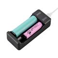 2-Slot Smart Li-ion Battery USB Charger - 3.7V/4.2V - Black