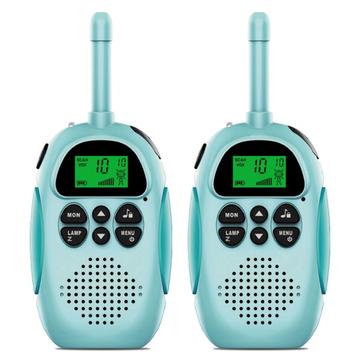 2Pcs DJ100 Children Walkie Talkie Toys Kids Interphone Mini Handheld Transceiver 3KM Range UHF Radio with Lanyard