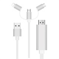 3-u-1 HDMI Kabl - Lightning, Tip-C, MicroUSB