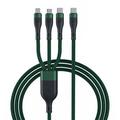 3-in-1 USB-C Charging Cable - Micro USB, USB-C and Lightning - 1.2m - Green / Black