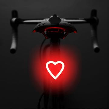 3664 Creative Bicycle Tail Light IPX2 Waterproof Small Bike LED Light Support USB Charging for Outdoor Cycling - Heart