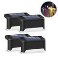 Solar Stair Lights Outdoor Waterproof Color Glow LED Deck Step Lighting Fence Lamp for Stair Patio Yard Path Garden - 4 Pcs. - Black