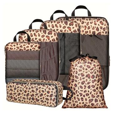 6-Piece Leopard Print Travel Organizer Set