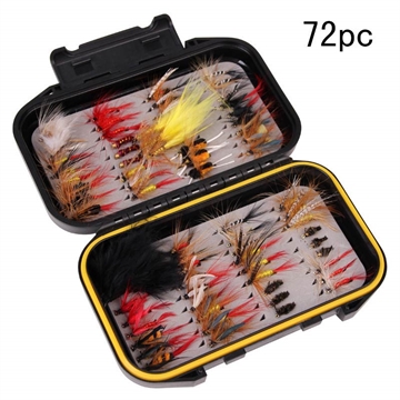 72 Pcs. Fly Fishing Lure Set with Box - Handmade Hooks for Fishing