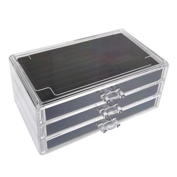 Acrylic Jewelry Box with 3 Drawers - Black