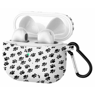 AirPods 3 Patterned Silicone Case with Carabiner - Black / White
