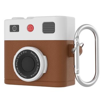 AirPods 4 Retro Camera Design Liquid Silicone Case - Brown
