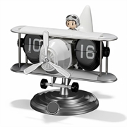 Airplane Flip Desk Clock w. Mechanical Time Display - White