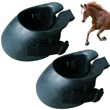 Anti-Slip Rubber Hoof Boots for Horses - Size L - 2 Pcs. - Black