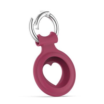 Apple AirTag 1/2 Heart Design Silicone Case - Wine Red