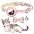 Apple AirTag 1/2 Silicone Case with Daisy Pattern Pet Collar and Bow - Pink