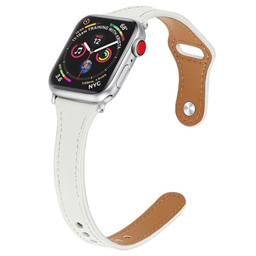 Apple Watch Ultra 2/Ultra/9/8/SE (2022)/7/SE/6/5/4/3/2/1 Premium Kožni Kaiš - 45mm/44mm/42mm - Beli