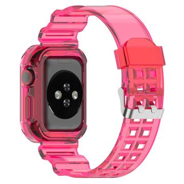 Apple Watch Series 11/10 Zamenski Silikonski Kaiš sa Integrisanim Okvirom - 42mm - Providno Roze