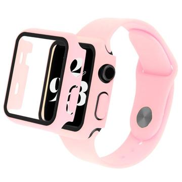 Apple Watch Series 7/8 Plastična Maska sa Zaštitnim Staklom - 45mm - Roze