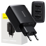 Tekst je: Baseus Compact Quick Charger CCXJ020101, 3x USB, 17W - Crni