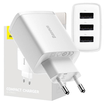 Baseus kompaktni brzi punjač CCXJ020102, 3x USB, 17W - Beli