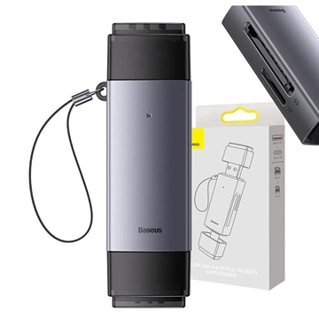 Baseus Lite Series SD/TF čitač memorije kartica WKQX060113, USB + USB-C - sivi