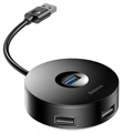 Baseus Round Box 4-ulaza USB 3.0 Razdelnik sa MikroUSB Napajanjem - Crni