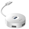 Baseus Round Box 4-ulaza USB 3.0 Razdelnik sa MikroUSB Napajanjem - Beli