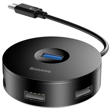 Baseus Round Box 4-ulaza USB 3.0 Hub sa USB-C Kablom - Crni