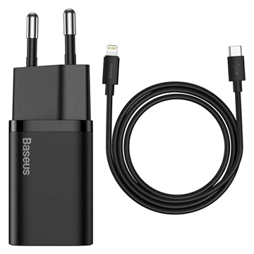 Baseus Super Si Brzi Punjač sa USB-C / Lightning Kablom - 20W - Crni