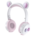 Bear Ear Bluetooth Slušalice BK7 sa LED Svetlom - Bele