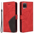 Bi-Color Samsung Galaxy A12 Futrola-Novčanik - Crvena