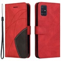 Bi-Color Samsung Galaxy A51 Futrola-Novčanik - Crvena
