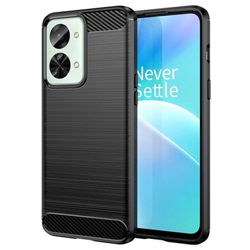OnePlus Nord 2T Brushed TPU Maska - Ugljenično Vlakno - Crna