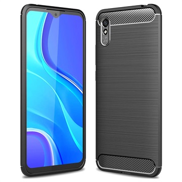 Xiaomi Redmi 9A Brushed TPU Maska - Ugljenično Vlakno - Crna