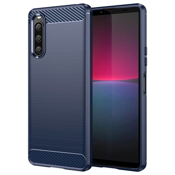 Sony Xperia 10 V Brušena TPU Zaštitna Maska - Karbonska Vlakna - Plava