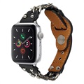 Apple Watch 9/8/SE (2022)/7/SE/6/5/4/3/2/1 Kožni Kaiš sa Lancem - 41mm/40mm/38mm - Crni