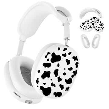 Cow Pattern 3-in-1 Protective Set for AirPods Max - White / Black