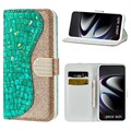 Croco Bling Futrola-Novčanik za Samsung Galaxy S21 Ultra 5G - Zelena