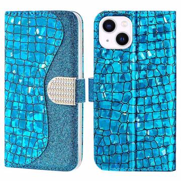 Croco Bling Series iPhone 14 Futrola-Novčanik - Plava