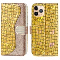 Croco Bling Series iPhone 13 Pro Futrola-Novčanik - Zlatna