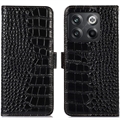 Crocodile Serija OnePlus 10T/Ace Pro Kožna maska-Novčanik sa RFID-om - Crna