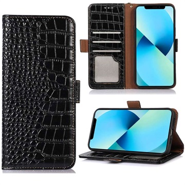 Crocodile Serija Samsung Galaxy Xcover6 Pro Kožna maska-Novčanik sa RFID-om - Crna