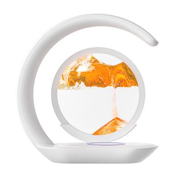 D25 3D Moving Sand Painting Night Light with Wireless Charger - White / Yellow