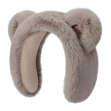 DEZ45 Cute Plush Bear Ear Winter Headband / Earmuffs - Grey