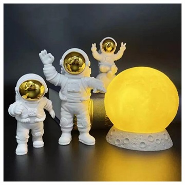 Dekorativne Astronaut Figurice sa Mesec Lampom - Zlatne / Žuta