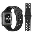Apple Watch Series 9/8/SE (2022)/7/SE/6/5/4/3/2/1 Dvobojni Silikonski Sportski Kaiš - Crni