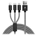 Dux Ducis K-ONE microUSB, Lightning, USB-C Kabl - 2.4A, 1.2m